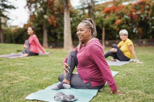 Women doing yoga